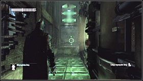 Udaj się do nowego korytarza #1 i po wysłuchaniu kolejnego monologu w wykonaniu Człowieka-Zagadki przygotuj sobie wyrzutnię lin - Szarada Enigmy (4) | Misje poboczne w Batman Arkham City - Batman: Arkham City - poradnik do gry