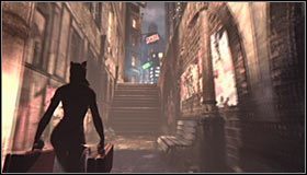 Proponuję w pierwszej kolejności przetestować wariant ucieczki z łupem, a więc skierować się na zachód i skorzystać z drzwi wyjściowych #1 - Uratuj Batmana przed katastrofą w hucie | Misje Kobiety-Kota - Batman: Arkham City - poradnik do gry