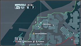 Zeskocz na najniższy poziom i zlokalizuj na północny-wschód od miejsca ukrycia trofeum nadającą się do zniszczenia ścianę #1 #2 - Park Row - Trofea Batmana (06-15) | Zagadki w Batman Arkham City - Batman: Arkham City - poradnik do gry