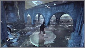 Obróć się w stronę trofeum #1 i zacznij przyciągać się w te okolice z pomocą pazura, wykorzystując kolejne punkty zakotwiczenia #2 - Mila Rozrywki - Trofea Batmana (13-20) | Zagadki w Batman Arkham City - Batman: Arkham City - poradnik do gry