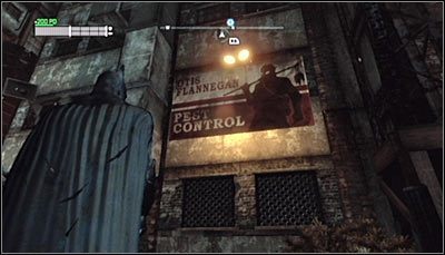 Odszukaj billboard Otis Flannegan Pest Control (powyższy screen) i zeskanuj go - Dzielnica przemysłowa - Zagadki słowne, Kamery TYGERA | Zagadki - Batman: Arkham City - poradnik do gry