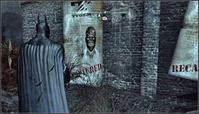 Odszukaj plakat dotyczący Czarnej Maski (powyższy screen) i zeskanuj go - Dzielnica przemysłowa - Zagadki słowne, Kamery TYGERA | Zagadki - Batman: Arkham City - poradnik do gry