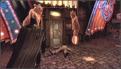 Pierwsza z możliwości to skorzystanie z południowego wejścia do huty (powyższy screen), prowadzącego do szybu chłodzącego D - Huta - Trofea Batmana (01-09) | Zagadki w Batman Arkham City - Batman: Arkham City - poradnik do gry