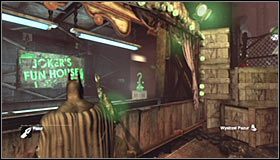 Zacznij używać batarangów do niszczenia znajdujących się na taśmie pingwinów #1 - Huta - Trofea Batmana (10-18) | Zagadki w Batman Arkham City - Batman: Arkham City - poradnik do gry