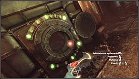 Musisz teraz powrócić batarangiem do miejsca, w którym stoi Batman, tak więc skręć nim na południe #1 - Huta - Trofea Batmana (19-24) | Zagadki w Batman Arkham City - Batman: Arkham City - poradnik do gry
