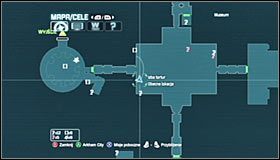 Zacznij od przedostania się na balkonik zlokalizowany na północ od trofeum #1 #2 - Muzeum - Trofea Batmana (01-10) | Zagadki w Batman Arkham City - Batman: Arkham City - poradnik do gry