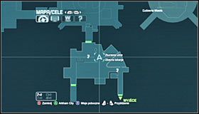 Docelowo powinieneś wylądować na platformie znajdującej się na wschód od miejsca ukrycia trofeum #1 #2 - Cudowne Miasto - Trofea Batmana (01-07) | Zagadki w Batman Arkham City - Batman: Arkham City - poradnik do gry