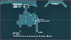 Docelowo powinieneś wylądować na platformie znajdującej się na północny-zachód od miejsca ukrycia trofeum #1 #2 - Cudowne Miasto - Trofea Batmana (18-25) | Zagadki w Batman Arkham City - Batman: Arkham City - poradnik do gry