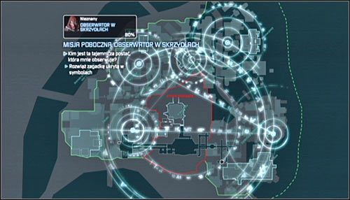 Przed Tobą teraz nieco trudniejsza zagadka, której celem będzie ustalenie miejsca ostatniego piątego spotkania - Obserwator w skrzydłach | Misje poboczne w Batman Arkham City - Batman: Arkham City - poradnik do gry