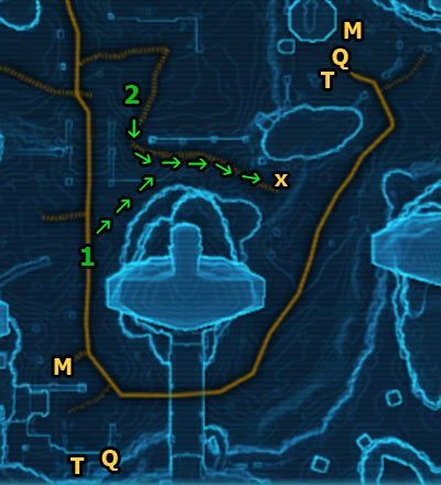 Z drugim Datacronem sprawa wygląda podobnie jak z pierwszym - choć ulokowany jest na obszarze Lower Wilds Outskirts, to dostać się do niego można tylko z innego obszaru - Lower Wilds - Galactic History 16 (+2 Willpower) | Datacrons | Star Wars The Old Republic - Star Wars: The Old Republic - poradnik do gry