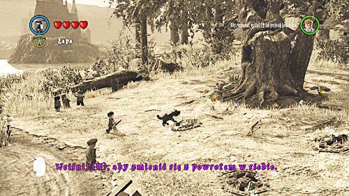 Ruszam za nim docieramy nad wodę, Snape ukrył się na gałęzi, przełączamy się na Syriusza i przyjmujemy formę zwierzęcia - Wspomnienie młodego Snapea | Opis przejścia - Rok 5 | LEGO Harry Potter 5-7 - LEGO Harry Potter: Lata 5-7 - poradnik do gry