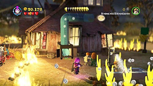 Znajdujemy zielone koło, które mocujemy na wozie strażackim - Niekoniecznie wesołe święta | Opis przejścia - Rok 6 - LEGO Harry Potter: Lata 5-7 - poradnik do gry