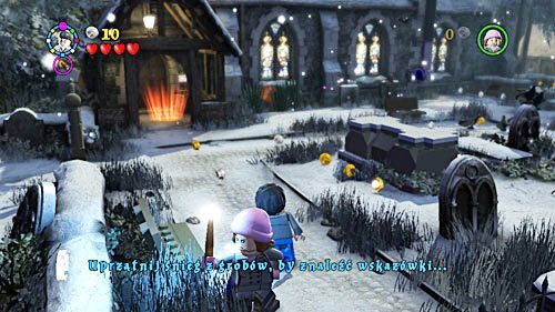 Trafiamy do rodzinnego miasta Harrego, a dokładniej na cmentarz w poszukiwaniu wskazówek - W śmiertelnym niebezpieczeństwie | Opis przejścia - Rok 7 - LEGO Harry Potter: Lata 5-7 - poradnik do gry
