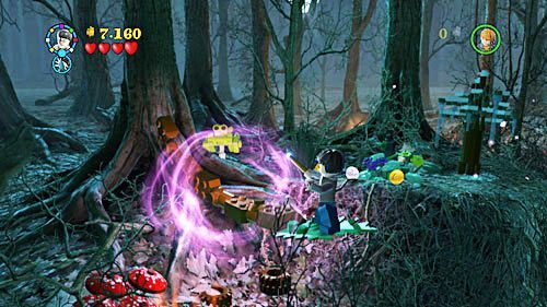 Gdy będziemy stali na gałęzi używamy WL i wskakujemy na kolejny poziom - Miecz i medalion | Opis przejścia - Rok 7 | LEGO Harry Potter Lata 5-7 - LEGO Harry Potter: Lata 5-7 - poradnik do gry