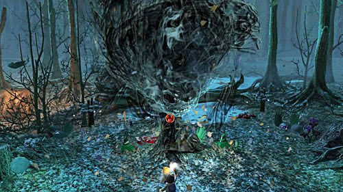 Po wepchnięciu postaci w chmurę, przełączamy się na Rona i zadajemy ostateczny cios, tym samym niszcząc horkruksa - Miecz i medalion | Opis przejścia - Rok 7 | LEGO Harry Potter Lata 5-7 - LEGO Harry Potter: Lata 5-7 - poradnik do gry