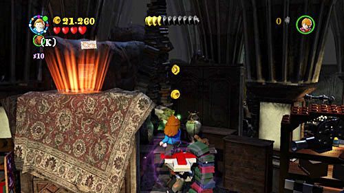 Wskakujemy po tarczy do góry i bierzemy ze sobą okulary - Szatańska pożoga | Opis przejścia - Rok 7 | LEGO Harry Potter Lata 5-7 - LEGO Harry Potter: Lata 5-7 - poradnik do gry