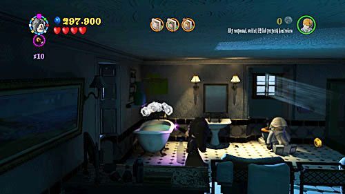 Przechodzimy do łazienki w domu profesora, by się dostać do środka potrzeba jest czarna magia - Przerwana emerytura | Znajdźki - Rok 6 | LEGO Harry Potter Lata 5-7 - LEGO Harry Potter: Lata 5-7 - poradnik do gry