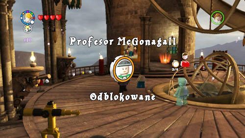 Wieża astronomiczna - postacią z kluczem otwórz sejf, ze środka wylecą klocki - Dodatkowe sztony postaci - Hogwart (3) | Dodatkowe znajdźki | LEGO HP Lata 5-7 - LEGO Harry Potter: Lata 5-7 - poradnik do gry