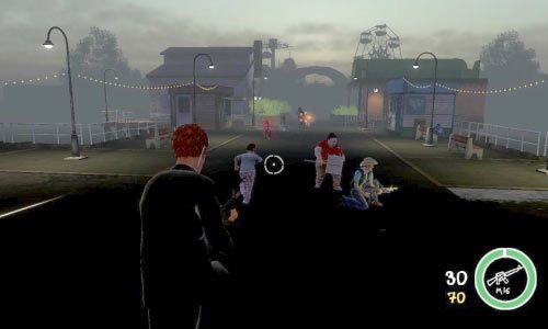 Zbiegnij na dół po schodach z lewej i zacznij kierować się w stronę wesołego miasteczka - Ścieżka Dobra - Police Daveland | Opis przejścia Postal III - Postal III - poradnik do gry