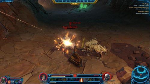 Wejdź na małe wzgórze w [3], a potem zbliż się do pulsującego, zielonego kryształu - (L08) The Forge | Jedi Consular | Star Wars The Old Republic - Star Wars: The Old Republic - poradnik do gry