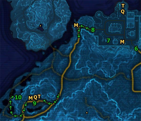 Następnie udaj się na północ, aby oznaczyć na mapie Quick Travel Point (Oradam Village) oraz Taxi (Oradam Village Speeder) - (L06) Deadly Delivery | Smuggler | Star Wars The Old Republic - Star Wars: The Old Republic - poradnik do gry