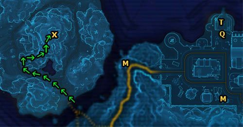 Pierwszy Datacron ukryty jest na górze, znajdującej się na środku wyspy Savrip Island - Galactic History 12 (+2 Aim) | Datacrons | Star Wars The Old Republic - Star Wars: The Old Republic - poradnik do gry