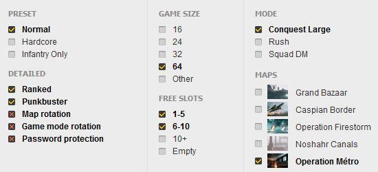 Aby znaleźć odpowiedni serwer z tą mapą, należy zdefiniować filtry w następujący sposób - Zadania Battlefield 3 Powrót do Karkand - Battlefield 3: Powrót do Karkand - poradnik do gry