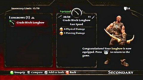 Gdy walka dobiegnie końca, podnieś łuk leżący przy zwłokach na południu, a następni wyposaż się w niego (Inventory->Weapons->Secondary) - Kingdoms of Amalur Reckoning: Well of Souls - solucja, opis przejścia - Kingdoms of Amalur: Reckoning - poradnik do gry