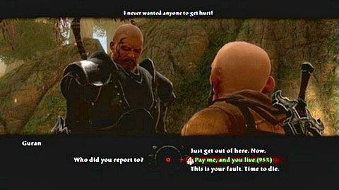 Jeśli wybierzesz górną opcję, puścisz go wolno - Kingdoms of Amalur Reckoning: Odarath I (1) - solucja, opis przejścia - Kingdoms of Amalur: Reckoning - poradnik do gry