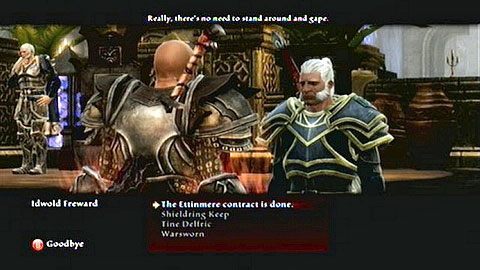 Gdy wszyscy zginą, wróć do Shieldering Keep M2(8) i zgłoś się do Idwolda Frewarda po odbiór nagrody - Kingdoms of Amalur Reckoning: Odarath II (2) - solucja, opis przejścia - Kingdoms of Amalur: Reckoning - poradnik do gry