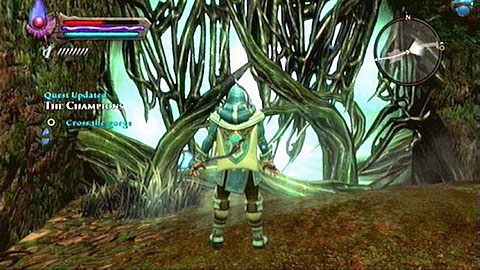 Gdy wszyscy wrogowie będą martwi, ubierz zbroję zabitego wojownika i przejdź przez zbudowaną z korzeni ścianę M2(12) - Kingdoms of Amalur Reckoning: Odarath II (4) - solucja, opis przejścia - Kingdoms of Amalur: Reckoning - poradnik do gry