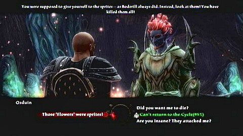 Jeśli wybierzesz dolną lub górną opcję dialogową, czeka cie walka z kolejnymi stworami oraz samym Osduinem - Kingdoms of Amalur Reckoning: Lorca-Rane - solucja, opis przejścia - Kingdoms of Amalur: Reckoning - poradnik do gry