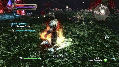 Po otrzymaniu pewnej liczby obrażeń, twój przeciwnik zmieni swoją lokalizację, przenosząc się w głąb tunelu - Kingdoms of Amalur Reckoning: Haxhi (2) - solucja, opis przejścia - Kingdoms of Amalur: Reckoning - poradnik do gry