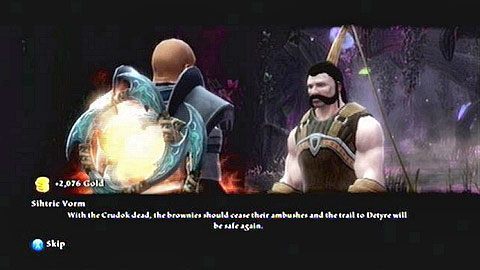 Gdy stwór zginie, Sihtric wręczy ci nagrodę i podziękuje za wykonanie zadania - Kingdoms of Amalur Reckoning: The Sidhe - solucja, opis przejścia - Kingdoms of Amalur: Reckoning - poradnik do gry