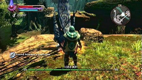 Kamień umieszczono na brzegu zwiszającego się nad rzeką urwiska - Kingdoms of Amalur Reckoning: Summers End - kamienie Lorestone, mapa - Kingdoms of Amalur: Reckoning - poradnik do gry