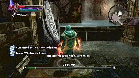 Kamień w pomieszczeniu na północy, tuż obok kamiennego murku - Kingdoms of Amalur Reckoning: Castle Windemere - kamienie Lorestone, mapa - Kingdoms of Amalur: Reckoning - poradnik do gry