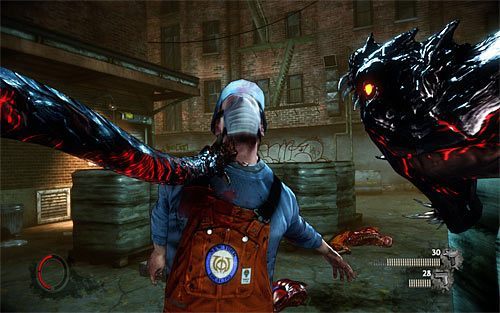 Wejdź na niewielki plac i przystąp do walk z nową grupą przeciwników, wykorzystując posiadane bronie i/lub poznane do tej pory rodzaje ataków mackami - Payback (2) | Opis przejścia The Darkness II - The Darkness II - poradnik do gry