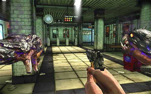 Zignoruj swojego darklinga i skręć w prawo, sukcesywnie niszcząc napotykane po drodze kolejne jarzeniówki - Payback (3) | Opis przejścia The Darkness II - The Darkness II - poradnik do gry