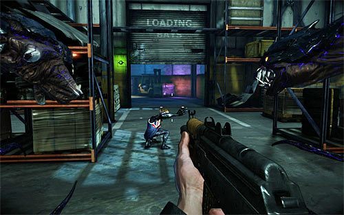 Rozejrzyj się za amunicją i powtórz niedawne czynności z nową puszką, czyli złap ją, wyrwij i wykonaj pionowe zamachnięcie prawą macką - Q and A (3) | Opis przejścia The Darkness II - The Darkness II - poradnik do gry