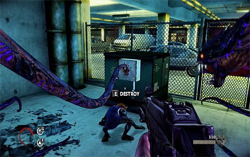 Po dotarciu w nowe miejsce zainteresuj się kapliczką talentów oraz pokazaną na powyższym screenie puszką z bezpiecznikami - Home Invasion (1) | Opis przejścia The Darkness II - The Darkness II - poradnik do gry