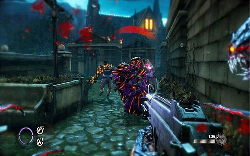 Uważaj, bo za rogiem zaatakuje Cię dosyć liczna grupa przeciwników i będzie wśród nich nowa osoba z tarczą - Saying Goodbye (1) | Opis przejścia The Darkness II - The Darkness II - poradnik do gry