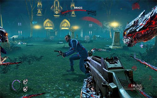 Bragga możesz atakować w taki sam sposób jak do tej pory, a więc ostrzeliwać go z użyciem najlepszych posiadanych broni - Saying Goodbye (2) | Opis przejścia The Darkness II - The Darkness II - poradnik do gry