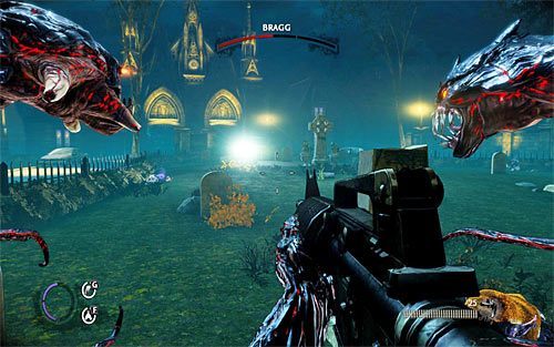 W momencie gdy Bragg straci około połowy paska zdrowia awansujesz do drugiej fazy bitwy - Saying Goodbye (2) | Opis przejścia The Darkness II - The Darkness II - poradnik do gry