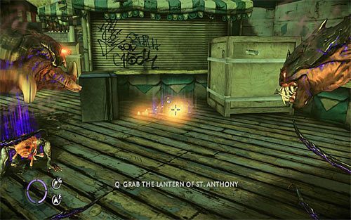 Przejdź po rampie, a po znalezieniu się wewnątrz budynku rozważ skorzystanie z kapliczki talentów - Fun and Games (1) | Opis przejścia The Darkness II - The Darkness II - poradnik do gry