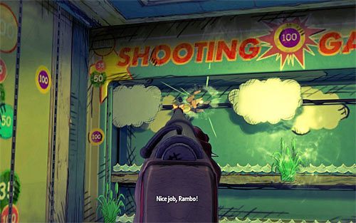 Wysłuchaj krótkiej rozmowy i wciśnij klawisz E, by rozpocząć mini-grę strzelecką - Fun and Games (1) | Opis przejścia The Darkness II - The Darkness II - poradnik do gry