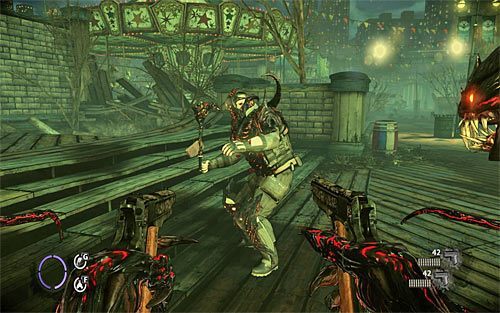Począwszy od tego etapu czekają Cię potyczki z nowym rodzajem przeciwników, potrafiących błyskawicznie przemieszczać się z jednego miejsca w drugie - Fun and Games (1) | Opis przejścia The Darkness II - The Darkness II - poradnik do gry