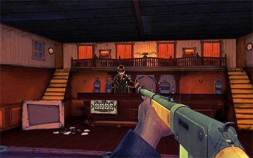 Przed Tobą druga mini-gra strzelecka, którą rozpoczyna się wciśnięciem klawisza E (po wysłuchaniu rozmowy) - Fun and Games (1) | Opis przejścia The Darkness II - The Darkness II - poradnik do gry