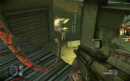 Ruszaj dalej, odnajdując po drodze kapliczkę talentów i zatrzymując się w miejscu, w którym pod sobą zauważysz nowych wrogów - Fun and Games (3) | Opis przejścia The Darkness II - The Darkness II - poradnik do gry