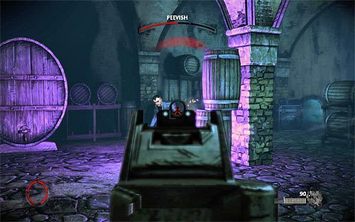 Jedynym sposobem na zadawanie Peevishowi obrażeń jest prowadzenie ostrzału - Rat in a Maze (3) | Opis przejścia The Darkness II - The Darkness II - poradnik do gry