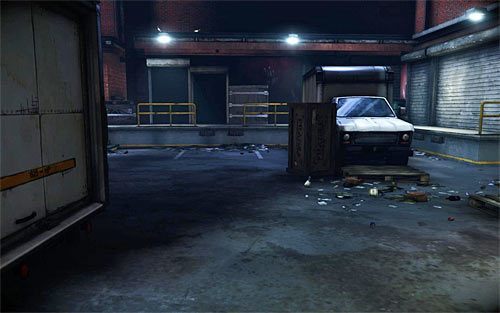 Tuż po rozpoczęciu etapu obróć się w prawo i podejdź do zaparkowanej na placu ciężarówki (powyższy screen) - 07 - 13 | Relikty The Darkness II - The Darkness II - poradnik do gry